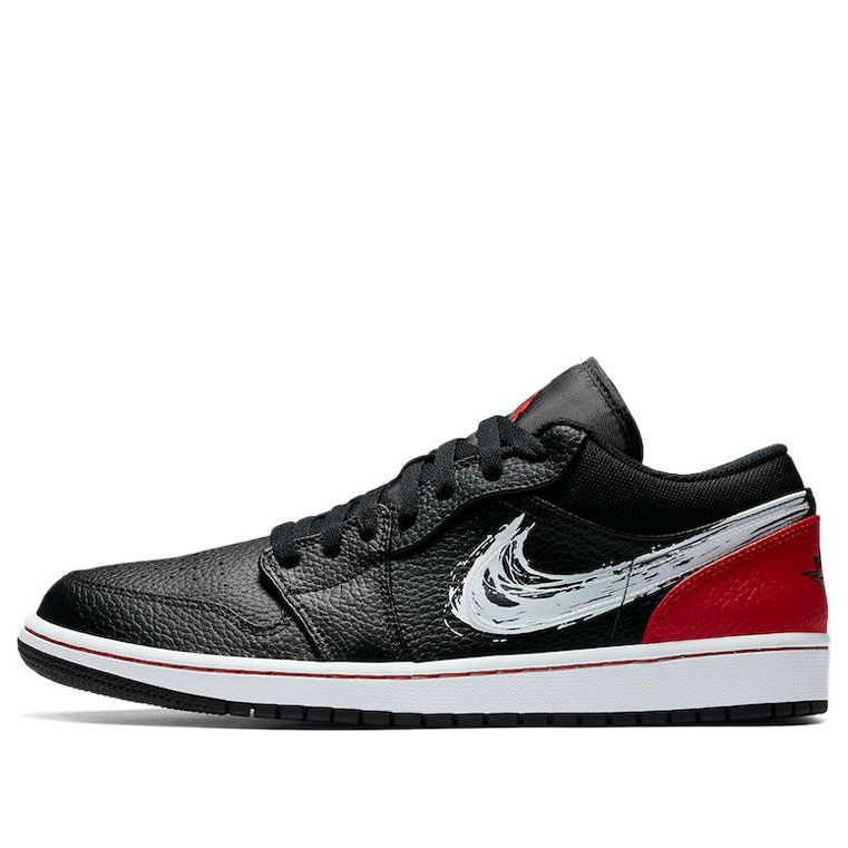 Air Jordan 1 Low 'Brushstroke Swoosh - Black Red'  DA4659-001 Iconic Trainers