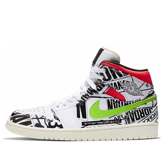 Air Jordan 1 Mid 'Over-Print Logos'  554724-119 Epoch-Defining Shoes